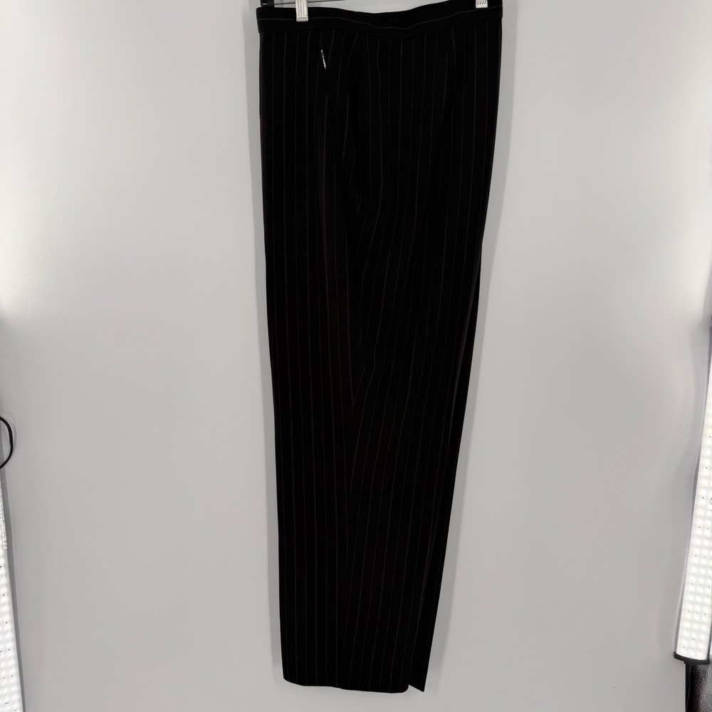Tanjay Womens Black Pinstripe Straight Leg Dress Pants Size 16 Business Casual